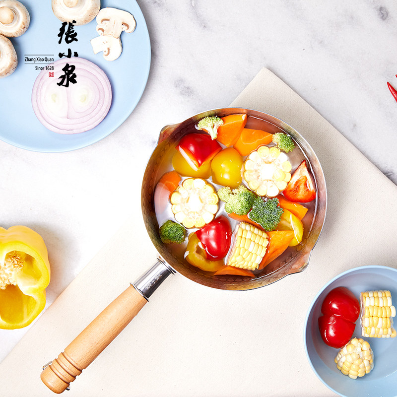 Zhang Xiaoquan Xueping pan household stainless steel single pot 18cm wood handle scale milk pot soup boiled noodles flat bottom kitchen