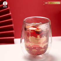 Palace Jubilee Palace Forbidden City Palace of the Palace Meow Enjoy Lotus Double Glass Cups Cold Hot Drinks Cups Creative Water Glasses Send Girlfriend Girlfriends