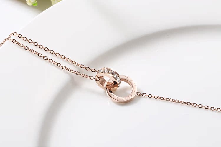 Hàn Quốc mạ vàng hồng 18K nhẫn đôi màu vàng vòng chân vàng nữ thời trang Hàn Quốc đơn giản trang sức sinh viên Quà tặng ngày Valentine lắc chân bạc pnj