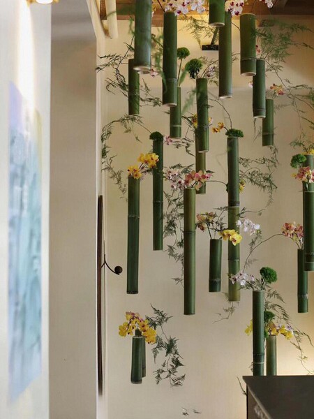 Bamboo Decorative Tube Hanging Ornaments, Chinese Style Decoration, Flower Arrangement Tubes, Kindergarten Environment Creation, Scene Arrangement
