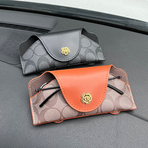 Retro Camellia Car Glasses Case Multifunctional Sun Visor Clip Holder Universal Mens and Womens Car Glasses Storage Bag