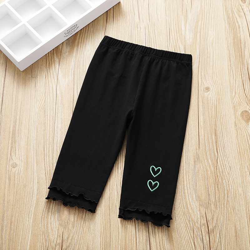 Quần bé gái mùa hè 2019 mới thêu Hàn Quốc mặc bảy chiếc quần bé nhỏ bằng vải cotton mỏng của nước ngoài - Quần quần jean loe bé gái