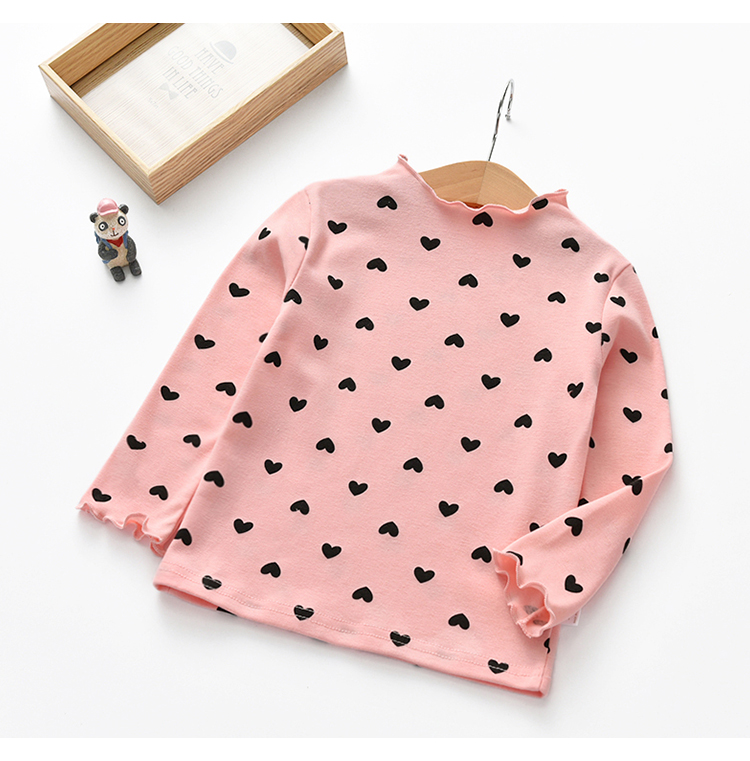 Cô gái mùa thu 2018 trẻ em mới của trẻ em Hàn Quốc áo cotton đáy quần áo thun dài tay cho bé sơ mi tròn sóng áo thun trẻ em giá rẻ