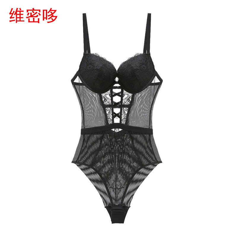 Vimil Doxa Style Sexy Lace Hollowed-out Black Poly Bra Woman Fit Underwear Underwear One-piece Bungles