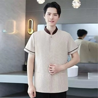 Мужская бежевая наполовину наполовину растягивается, естественно