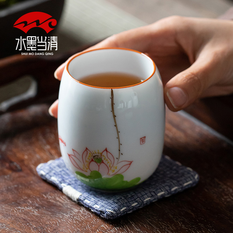 Dehua white porcelain pot a pot of six cups of kung fu tea set small hand - made girder suit household ceramics Chinese teapot teacup