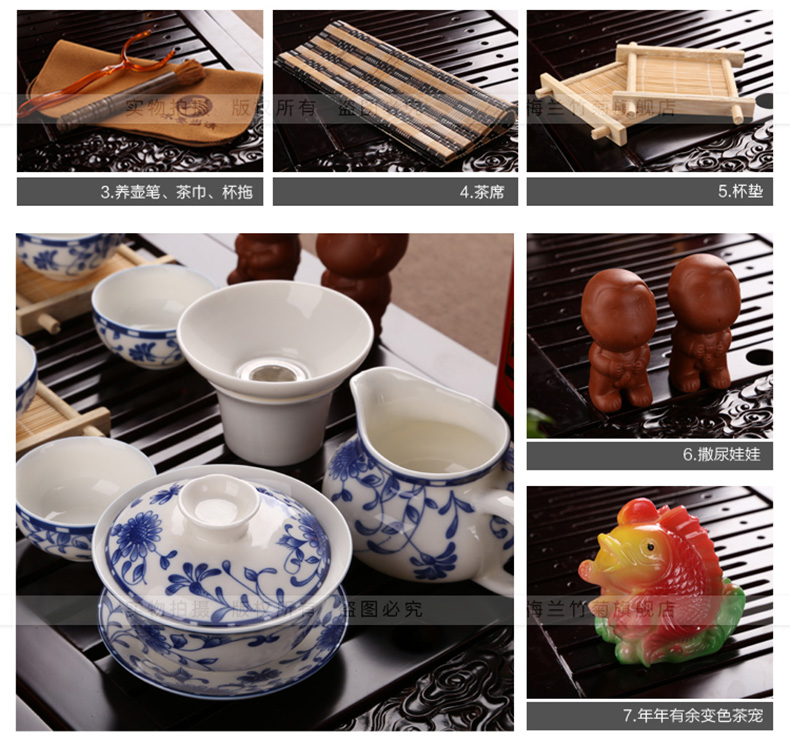 A complete set of small kembat purple sand tea tray was real wood kung fu tea set small set of tea cups to wash to the mini office