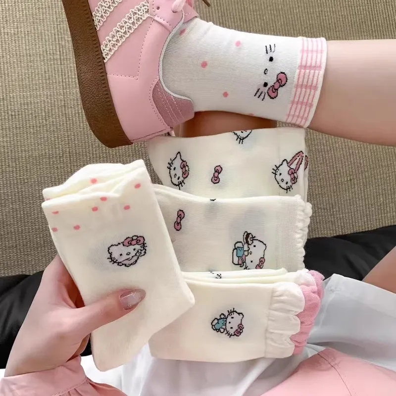 Women's Socks for Spring and Summer, Sweat-Absorbent, Breathable, Odor-Resistant, Mid-Calf Socks, Sweet and Cute, Trendy and Versatile Long Socks
