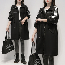 Pregnant women spring and autumn windbreaker jacket womens mid-length 2021 autumn new Korean version of large size womens clothing cover belly and show thin tide