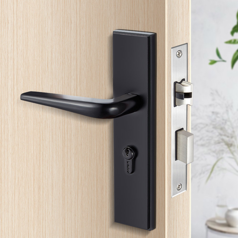 Cherry Blossom (y-hua) simple mechanical lock indoor bedroom silent door lock black door double tongue wrench lock cover