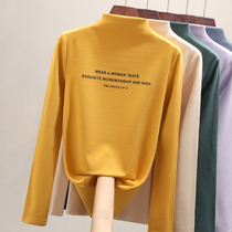  Bottoming shirt womens autumn and winter inner match spring and autumn wild 2020 new semi-high collar velvet black long-sleeved t-shirt top tide