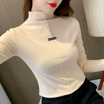  Bottoming shirt womens autumn and winter inner match spring and autumn wild black 2020 new semi-high collar velvet long-sleeved t-shirt top tide