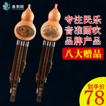 Golden Feather Crown Hulusi Musical Instrument Beginners C Key B Flat Professional Primary School Students Children Adults Beginners Beginners Entry-Level Hulust