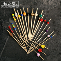 Famous creative bamboo fruit sign Cocktail needle Fruit fork fruit insert Bamboo fruit sign Cocktail decoration sign