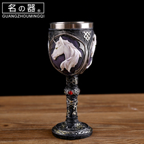 Famous creative retro horse head red wine glass goblet Stainless steel red wine glass Cocktail glass 3D three-dimensional champagne glass