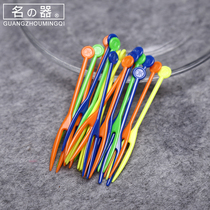 Fruit fork set Creative disposable fruit fork Household small fork Plastic fruit stick fruit plug color bamboo fork