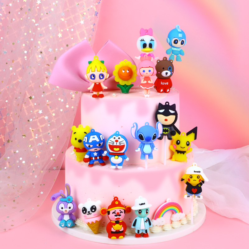 Soft rubber Pikachu Captain America spaceman jingle cat puppet bear star Delu Fortuna cake decoration decoration