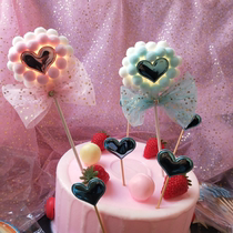 Love hair ball glowing birthday plug-in shining glitter ball cake decoration plug light string baking light string baking
