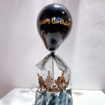 Black balloon cake decoration hot stamping English birthday balloon flag Golden hp pure black balloon cake plug-in