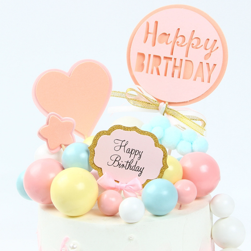 ins net red metal ball cake decoration powder blue gold Birthday Pendulum ball Sweet Terrace Baking Plugin