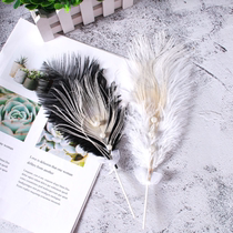 White ostrich feather cake decoration plug-in net red tassel Pearl wings birthday dessert table dress plug-in