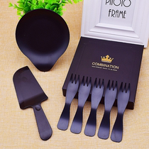 Disposable plastic water drop plate Cake tableware Wave fork knife fork plate combination set Birthday tableware dessert table