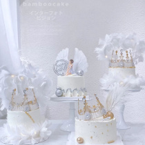 New net red love feather wings cake decoration wedding goddess party birthday plug-in dessert table ornaments