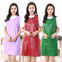 21 waterproof and oil-proof PU leather apron sleeveless mens and womens home kitchen fashion soft leather wear-resistant workers