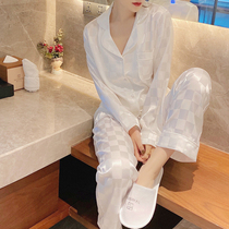 High-end temperament version~VIRRI CIAGA pajamas female spring autumn silk silk long sleeve sweater simple suit