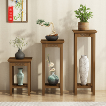Flower stand solid wood bonsai shelf flower table flower table Chinese indoor pot stand living room floor-standing pylon frame antique