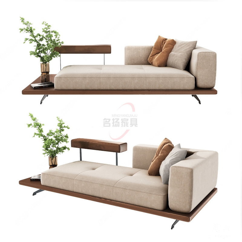 Simple Fabric Straight-Row Double or Triple-Seater Hotel Club Vip Lounge Area Model Room Chaise Lounge Sofa Booth
