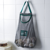 Hanging fruit and vegetable storage mesh bag portable handle kitchen multifunctional hollow breathable garlic onion ginger hanging bag
