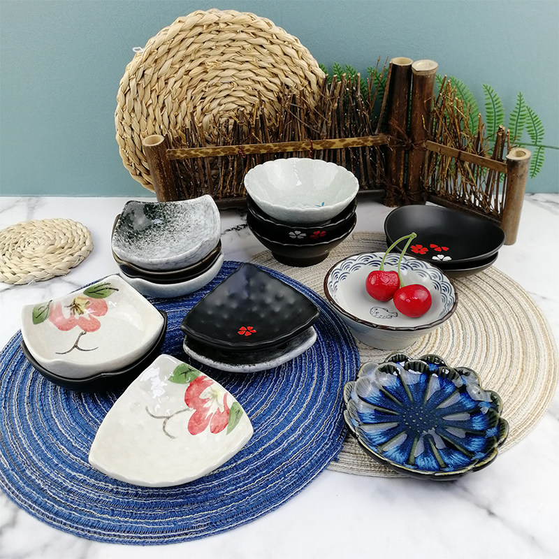 2 packs of creative Japanese ceramic sauce dish sashimi delicacy dish household dipping sauce vinegar dish front dish fish raw mustard