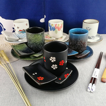 Japanese restaurant front hall table four-piece set of tableware hot pot commercial plate Cup Japanese ceramic bone saucer table