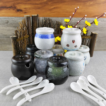 Japanese seasoning tank mustard Cup ceramic creative condiment seasoning sugar salt monosodium glutamate chicken essence box lard chili tank oil tank