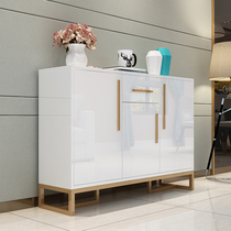  Light luxury postmodern shoe cabinet Simple gold-plated stainless steel glass paint storage multi-function foyer entrance cabinet