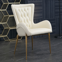  Designer aesthetic makeup stool Modern minimalist net red bedroom dressing stool shoe stool Stainless steel chair leather stool