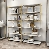  Postmodern light luxury bookcase Hong Kong-style simple modern bookshelf space-saving bedroom floor-to-ceiling corner stainless steel locker