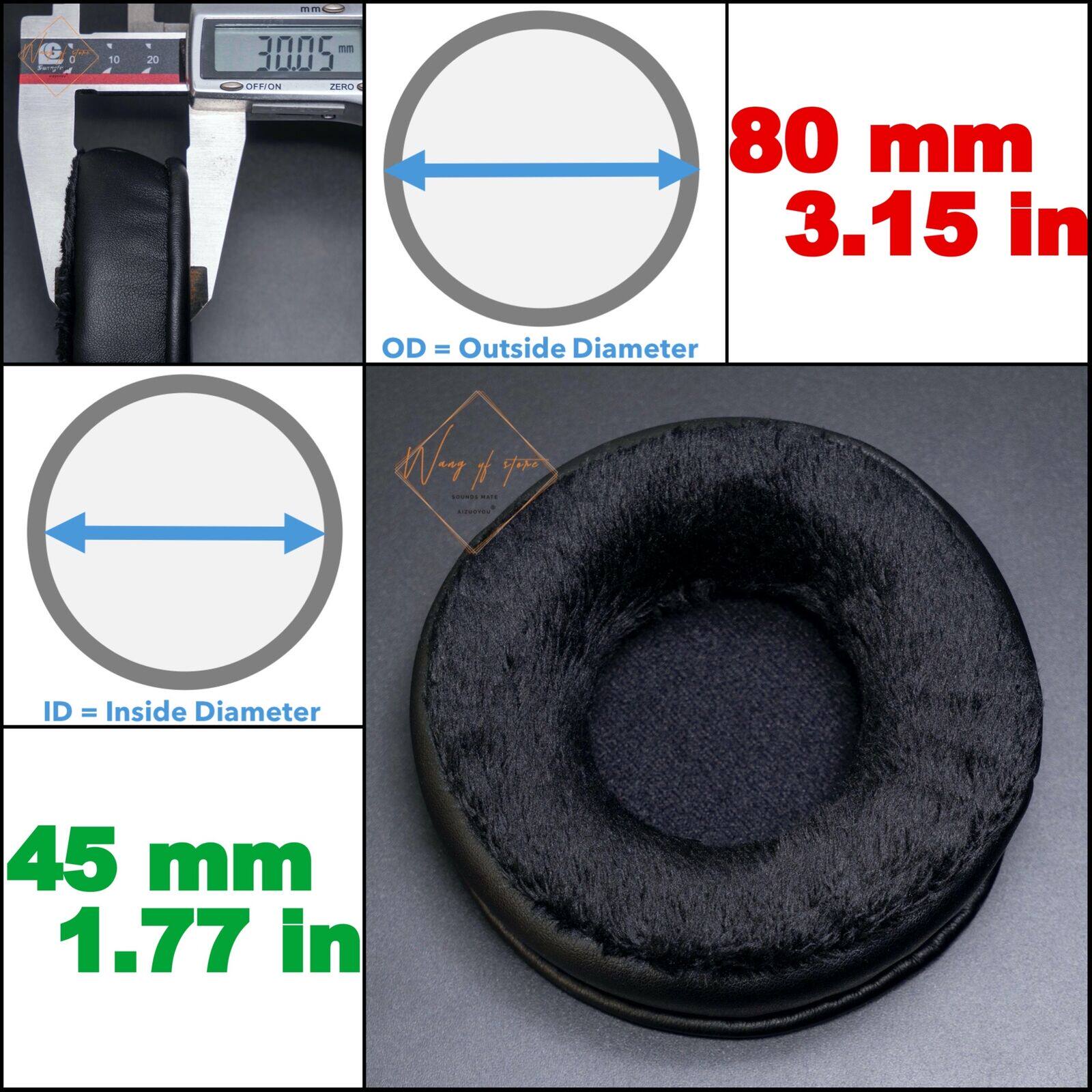 Customized 80 85 90 95 100 105 110mm thickened velvet round headphone sleeve earmuff sponge sleeve