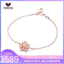 Treasure 18K rose gold bracelet set of diamond Lotus bracelet Camellia hand jewelry women custom color gold