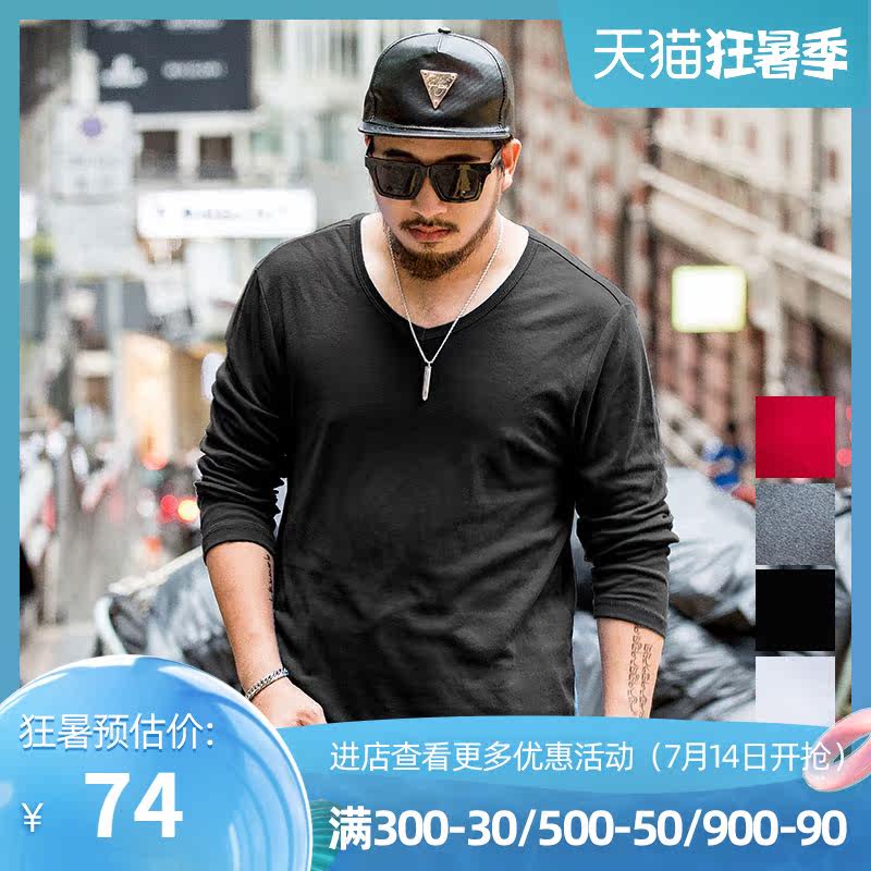 GxxH tide brand large size men's long-sleeved T-shirt Tide fat base shirt Loose plus size autumn and winter top T-shirt tide