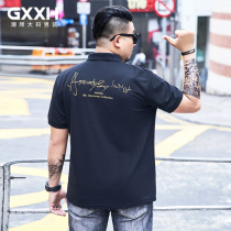 GxxH tide card fat size mens clothing trend short sleeve T-shirt mens 200kg fat guy polo shirt summer clothes breathable thin