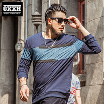 GxxH Tide Brand Size Fat Men Long Sleeve T-Shirt Tide Fat Man Loose Round Neck base shirt Casual Swear Spring