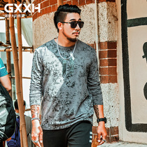 GxxH Tide brand size mens fat long sleeve fat man T-shirt Autumn and Winter fattening increase loose leisure base shirt men