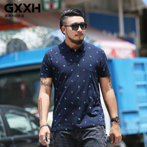 GxxH Tide brand summer dress large size mens T-shirt mens large fat loose 200kg fat man short sleeve polo shirt