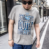 GxxH Tide Brand Size Fat Mens Short Sleeve T-shirt Mens Loose Round Neck Plus Fat Plus Size Casual Print Dress