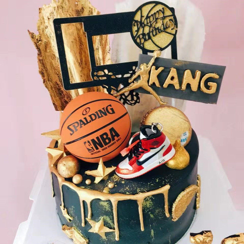 Basketball shoes basketball cake decorated mini basketball shoe model Filled blue master man's birthday cake