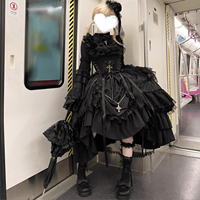 Immortal taboo Lolita Gothic style Lolita long-sleeved dress black large size slim suit op dress