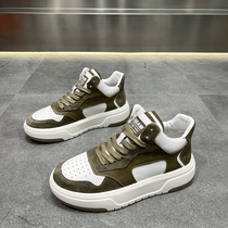 Cotton shoes mens winter 2022 new genuine leather high help shoes trend thick bottom heightening shoes lacing soft-bottom casual board shoes male