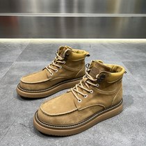 Martin boots male section 2022 new winter high helps cotton shoes trendy Inn wind overalls boots 100 lap lace Rhubarb Boots